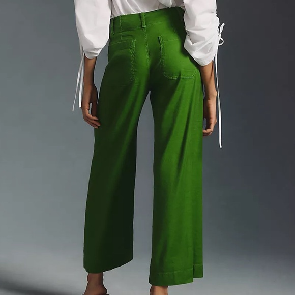 Anthropologie The Colette Cropped Wide-Leg Pants Linen Edition - Picture 2 of 5